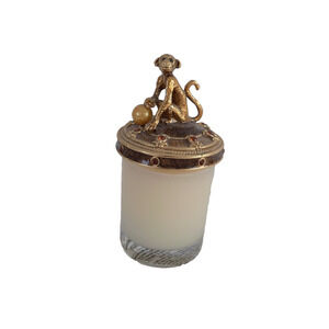 St. John Home lidded candle monkey rhinestones Ambrosia scent